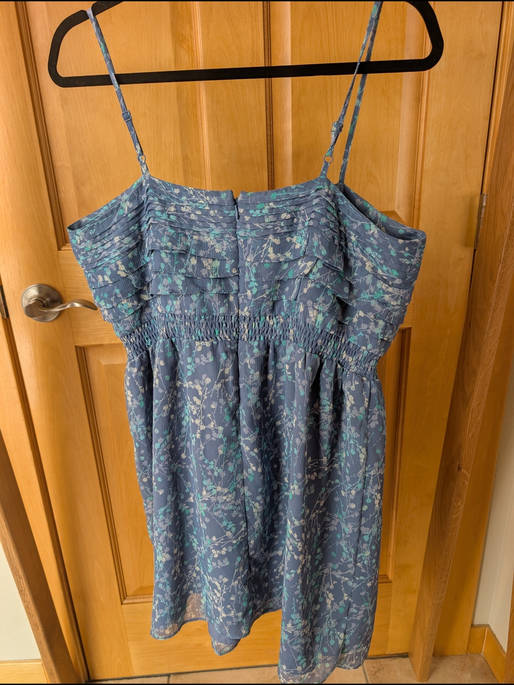 LC Lauren Conrad Teal and Navy Floral Spaghetti Strap Dress - Picture 7 of 10
